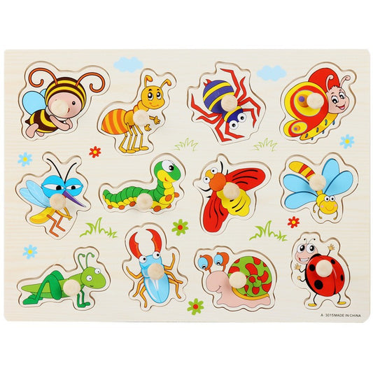 Busy Bugs & Garden Critters Wooden Peg Puzzle